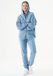 JALE Soft Touch Hoodie in 100% Organic Cotton in steel blue - Ecomarket.com