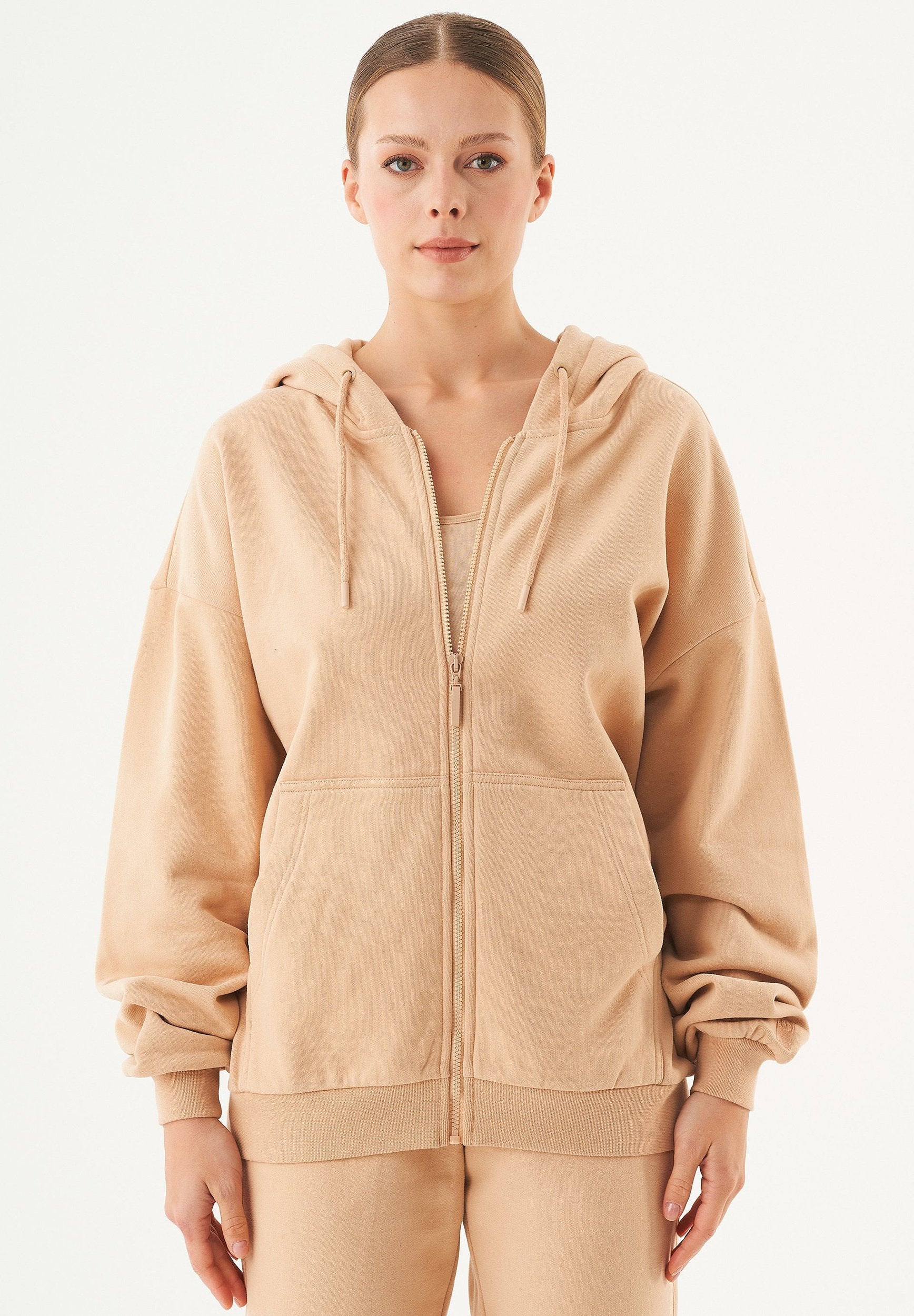 JALE Soft Touch Hoodie in 100% Organic Cotton in beige - Ecomarket.com