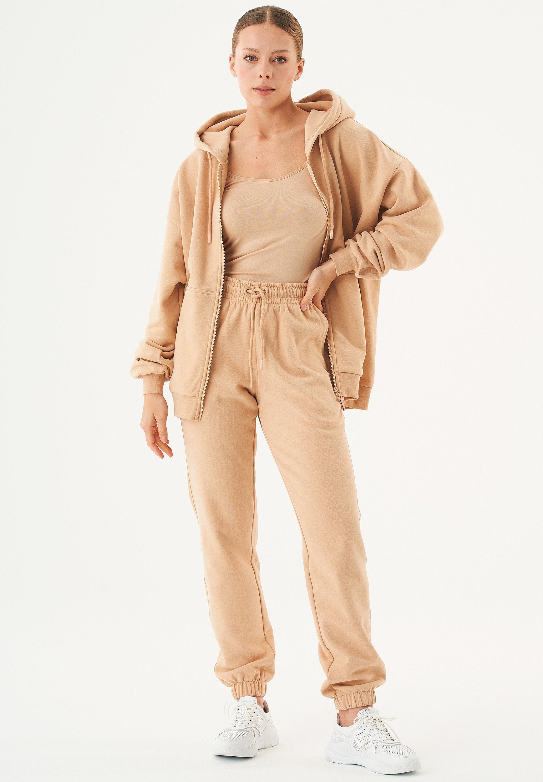 JALE Soft Touch Hoodie in 100% Organic Cotton in beige - Ecomarket.com