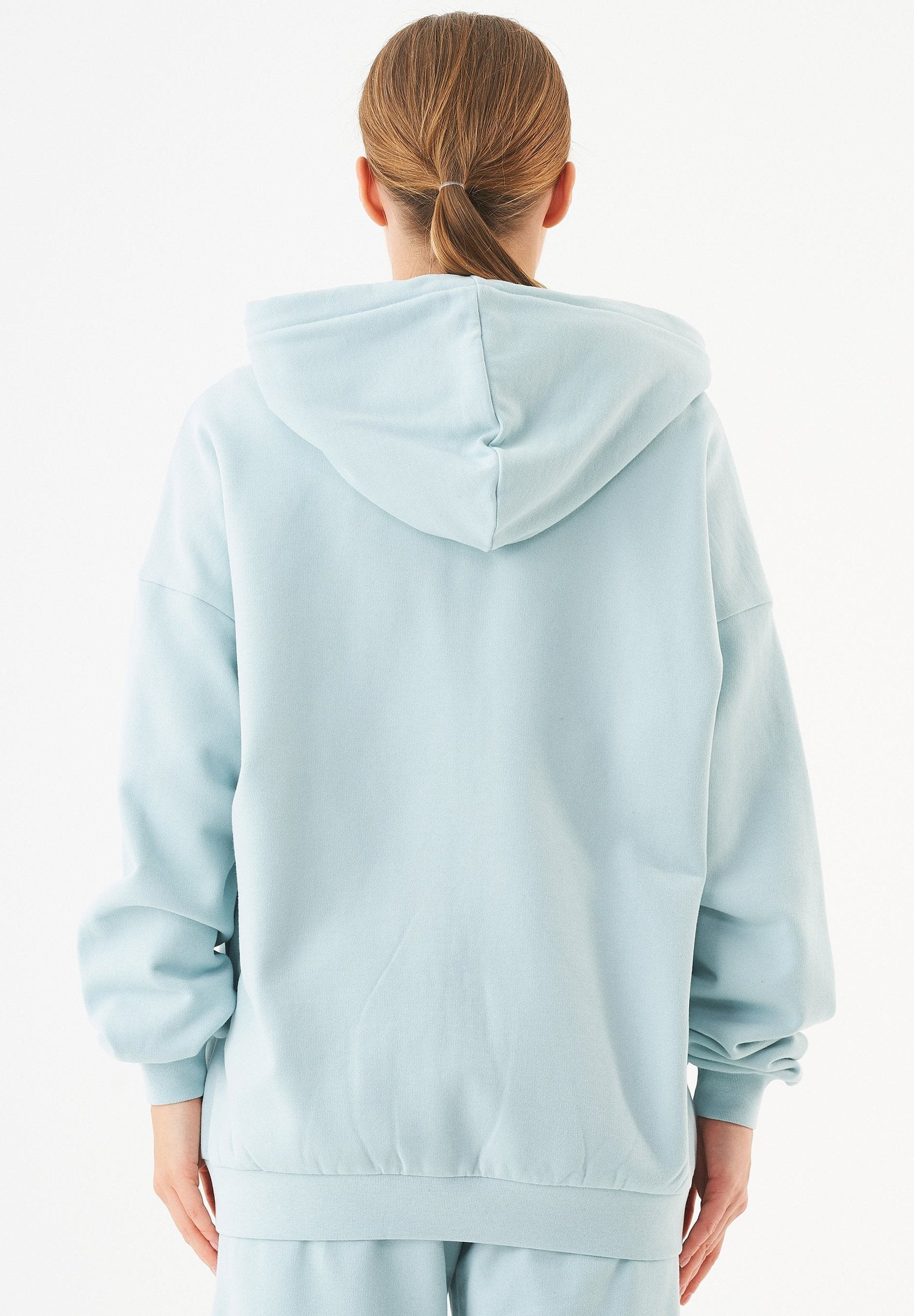 JALE Soft Touch Hoodie in 100% Organic Cotton in mint blue - Ecomarket.com