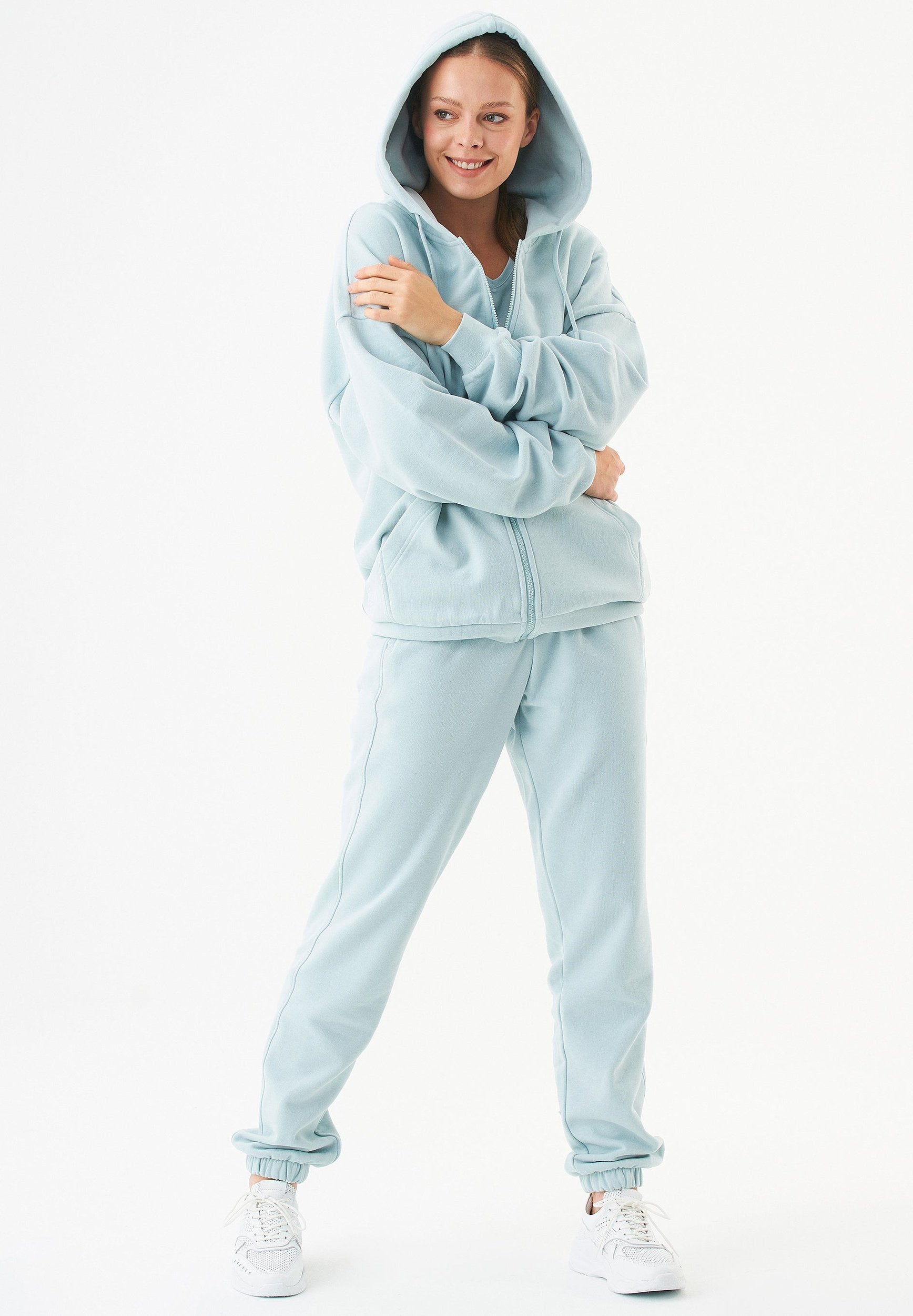 JALE Soft Touch Hoodie in 100% Organic Cotton in mint blue - Ecomarket.com
