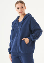 JALE Soft Touch Hoodie in 100% Organic Cotton in navy - Ecomarket.com