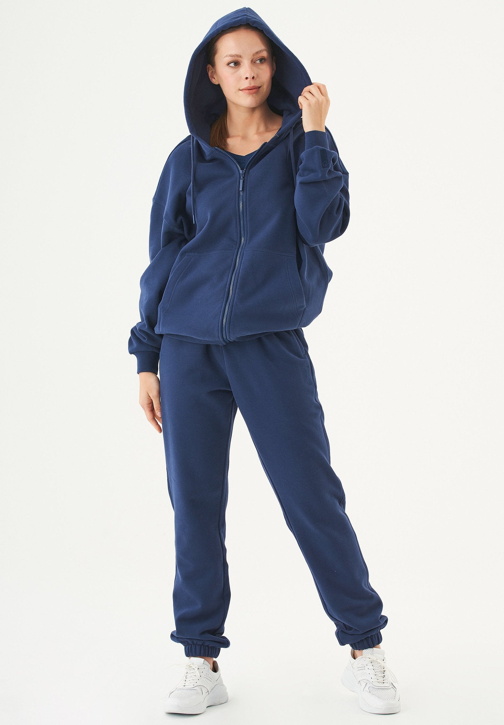JALE Soft Touch Hoodie in 100% Organic Cotton in navy - Ecomarket.com