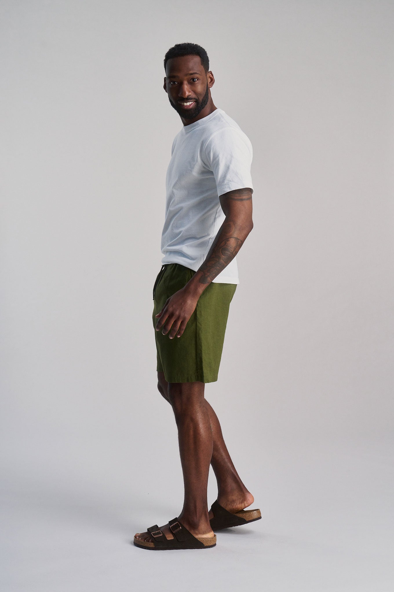 JERRY - Organic Linen Cotton Shorts - Khaki - Ecomarket.com