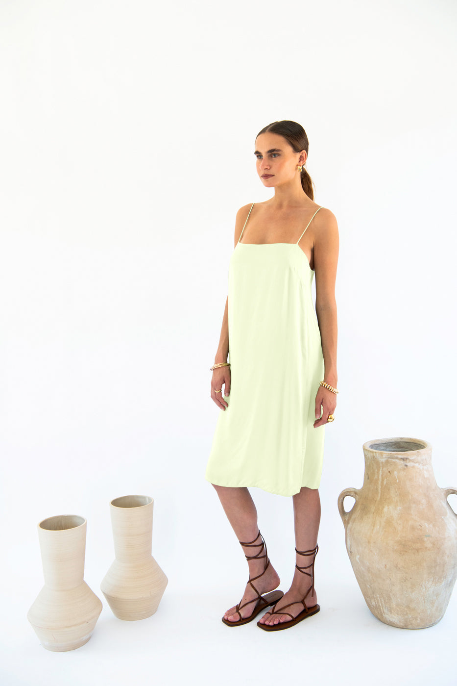 Julianne Boxy Slip Dress - Satin Tencel - Ecomarket.com