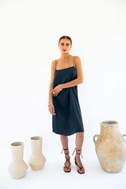 Julianne Boxy Slip Dress - Satin Tencel - Ecomarket.com