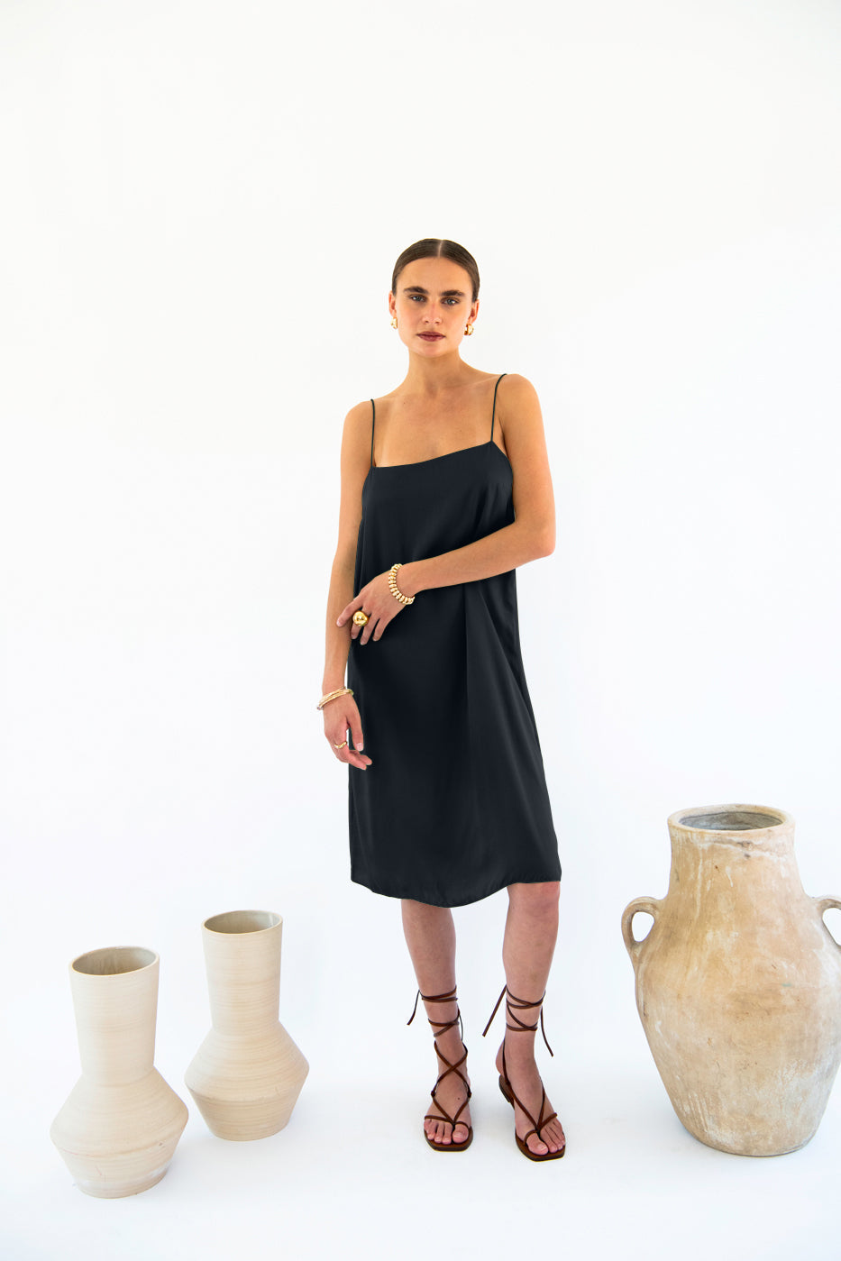 Julianne Boxy Slip Dress - Satin Tencel - Ecomarket.com