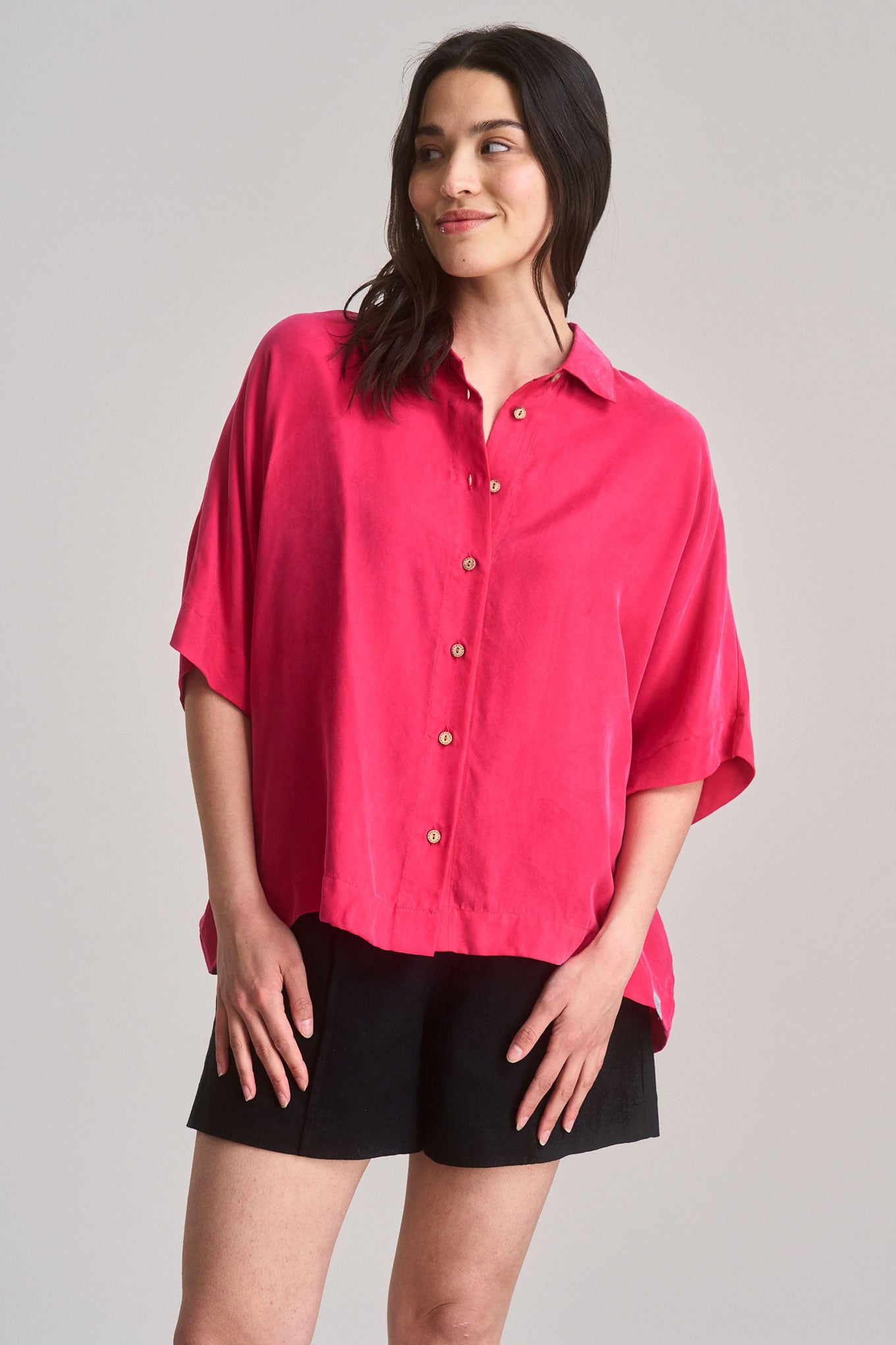 KIMONO - Cupro Shirt - Pink - Ecomarket.com