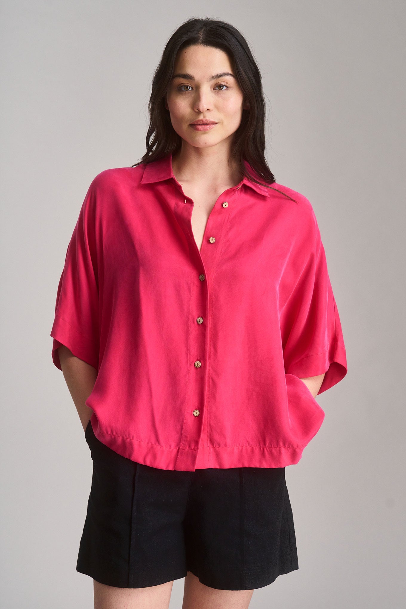 KIMONO - Cupro Shirt - Pink - Ecomarket.com