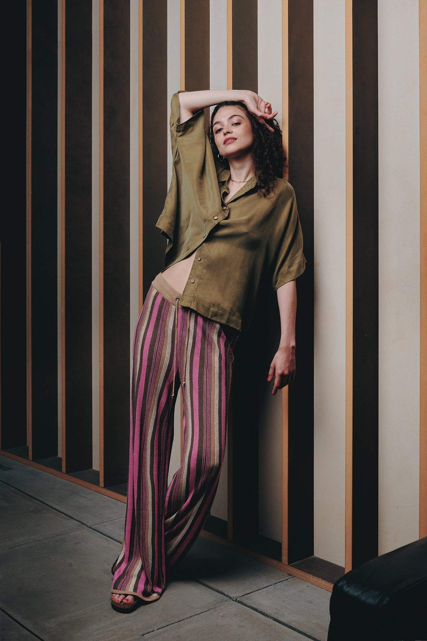 KIMONO - Cupro Shirt - Army Green - Ecomarket.com