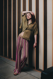 KIMONO - Cupro Shirt - Army Green - Ecomarket.com
