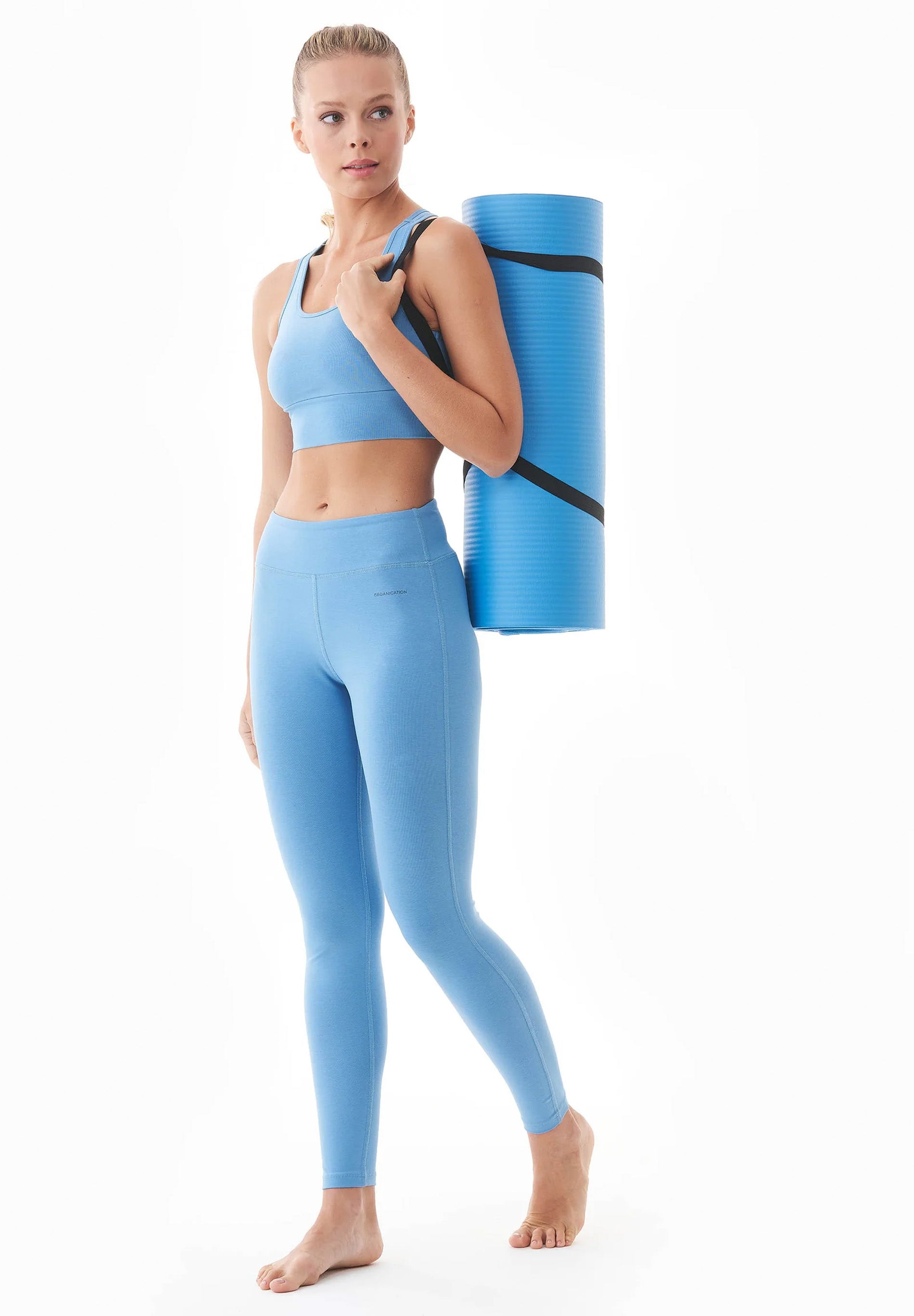 LENNA | High-waisted leggings made from organic cotton in blue - Ecomarket.com
