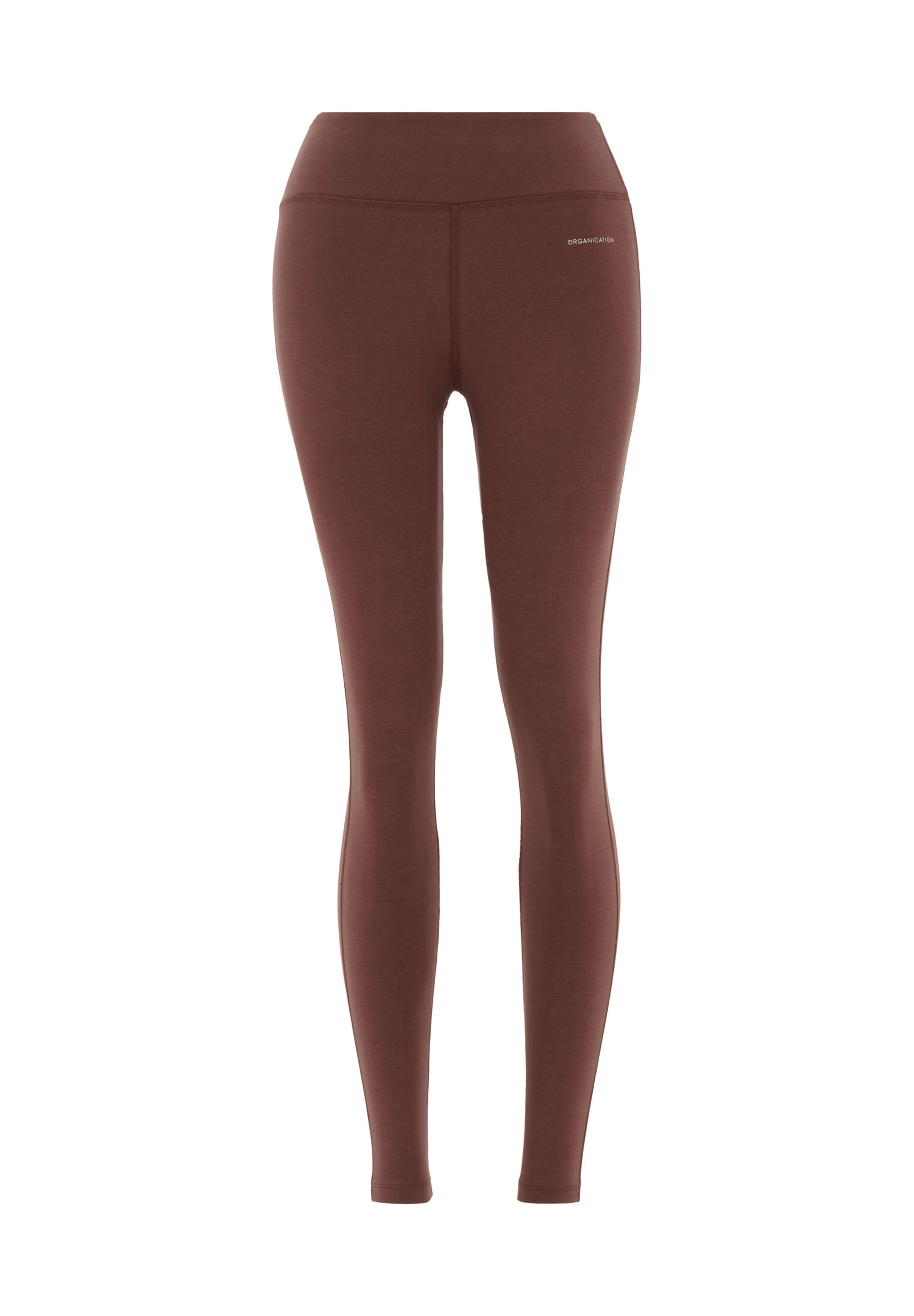 LENNA | High-waisted leggings made from organic cotton in coffe brown - Ecomarket.com