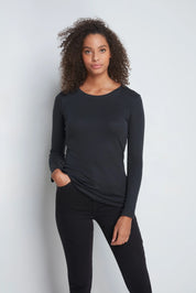 Long Sleeve Crew Neck Cotton Modal Blend T-shirt - Ecomarket.com