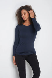 Long Sleeve Crew Neck Cotton Modal Blend T-shirt - Ecomarket.com