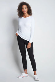 Long Sleeve Crew Neck Cotton Modal Blend T-shirt - Ecomarket.com