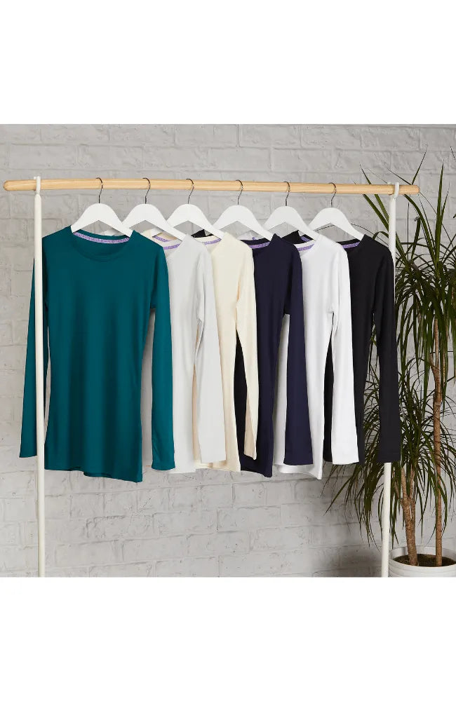 Long Sleeve Crew Neck Cotton Modal Blend T-shirt - Ecomarket.com