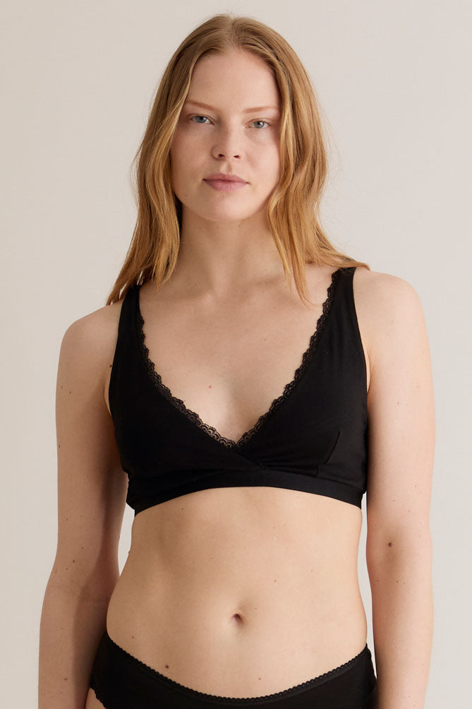 MARGOT Organic Cotton Lace Bra - Black - Ecomarket.com