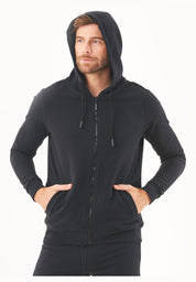 Soft Touch Zip Hoodie in 100% Organic Cotton in black - Ecomarket.com