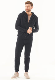 Soft Touch Zip Hoodie in 100% Organic Cotton in black - Ecomarket.com
