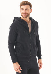 Soft Touch Zip Hoodie in 100% Organic Cotton in black - Ecomarket.com