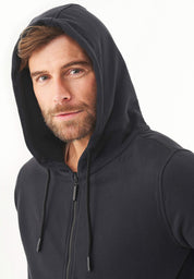 Soft Touch Zip Hoodie in 100% Organic Cotton in black - Ecomarket.com