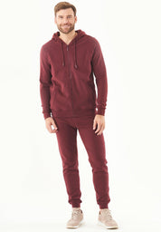 Soft Touch Zip Hoodie in 100% Organic Cotton in bordeaux - Ecomarket.com