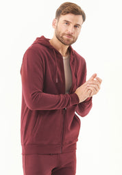 Soft Touch Zip Hoodie in 100% Organic Cotton in bordeaux - Ecomarket.com