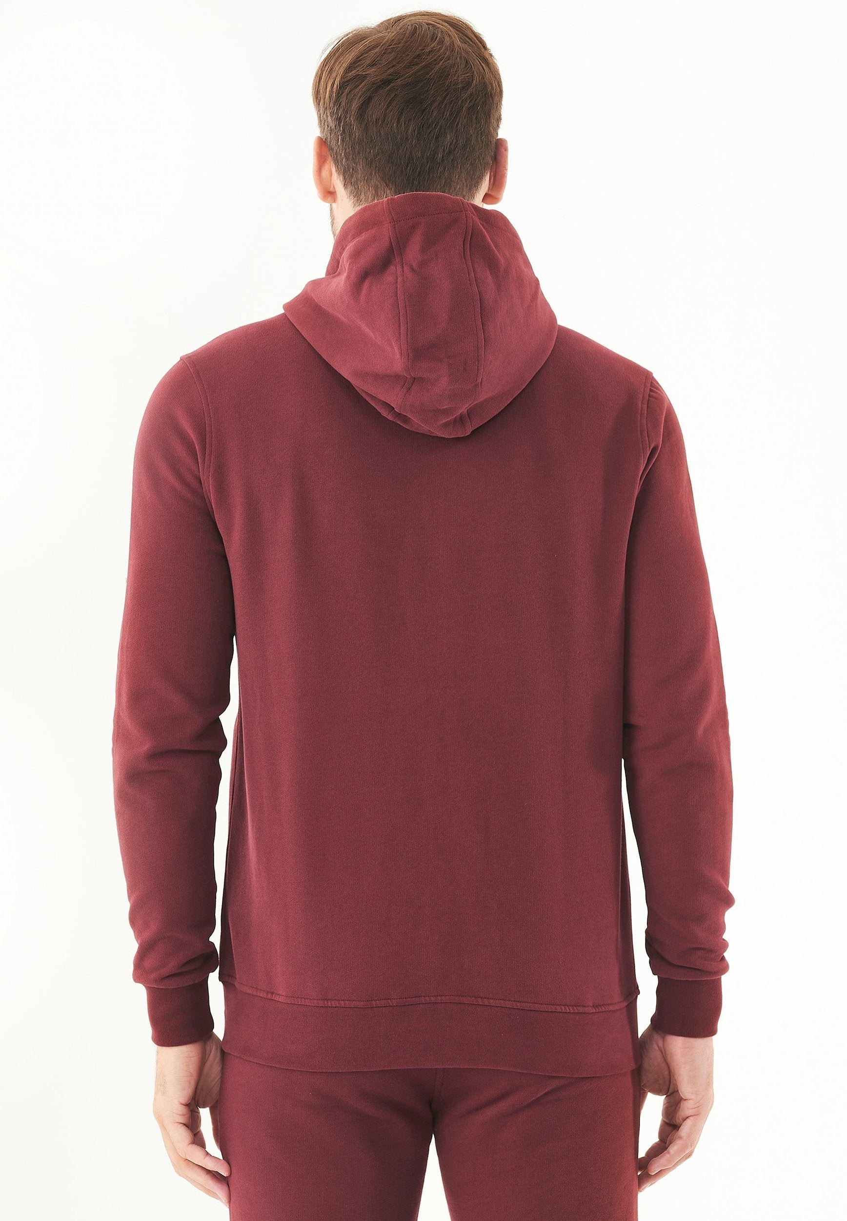 Soft Touch Zip Hoodie in 100% Organic Cotton in bordeaux - Ecomarket.com