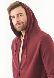 Soft Touch Zip Hoodie in 100% Organic Cotton in bordeaux - Ecomarket.com
