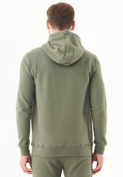 Soft Touch Zip Hoodie in 100% Organic Cotton in olive green - Ecomarket.com