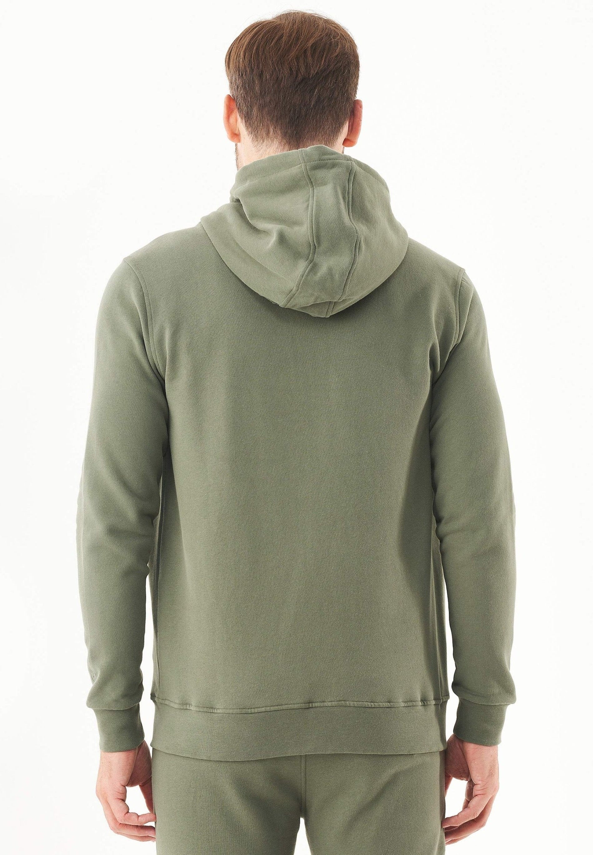 Soft Touch Zip Hoodie in 100% Organic Cotton in olive green - Ecomarket.com