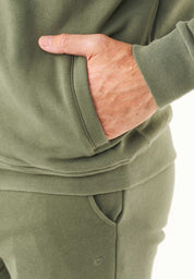 Soft Touch Zip Hoodie in 100% Organic Cotton in olive green - Ecomarket.com