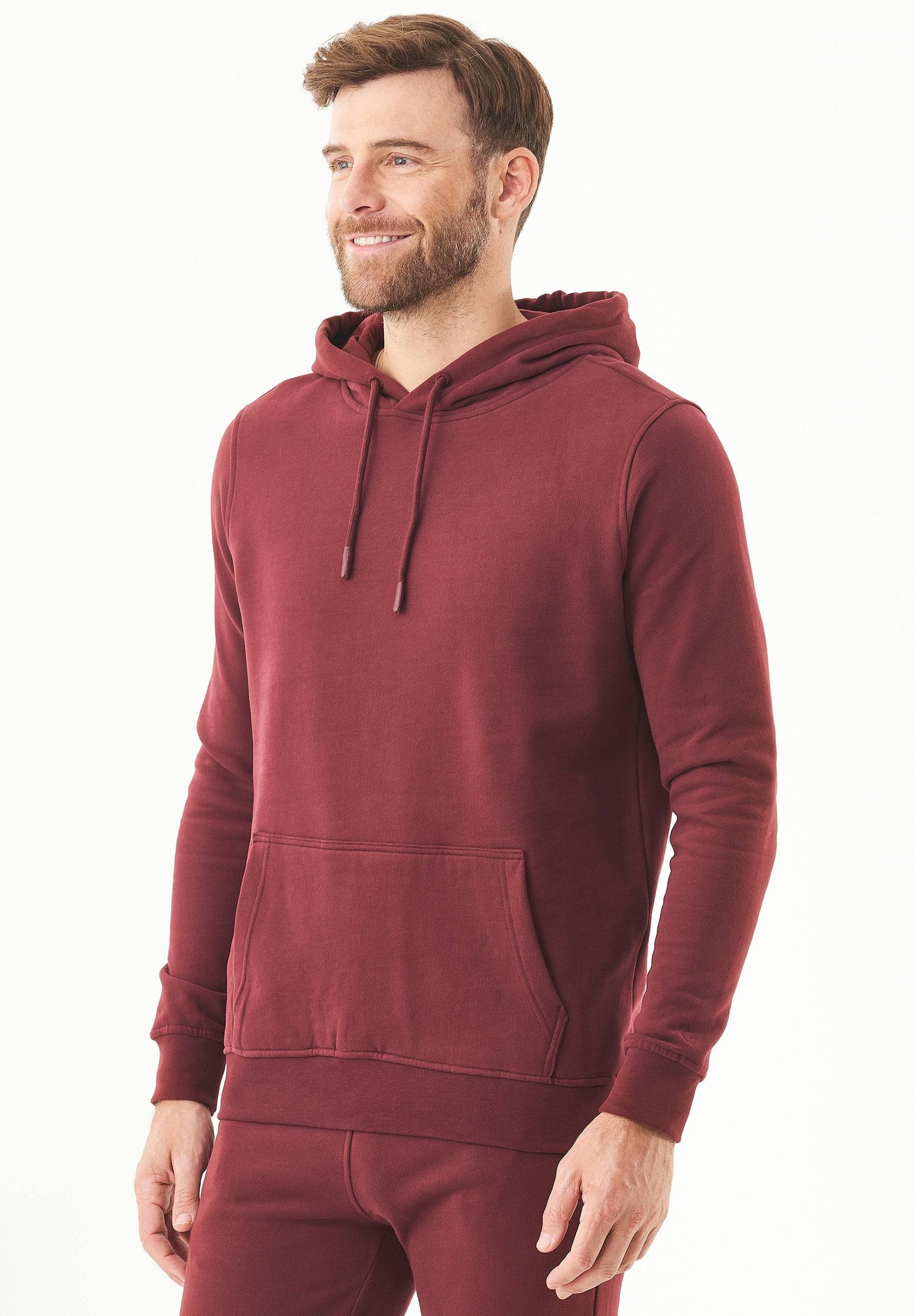 Soft Touch Hoodie in 100% Organic Cotton in bordeaux - Ecomarket.com
