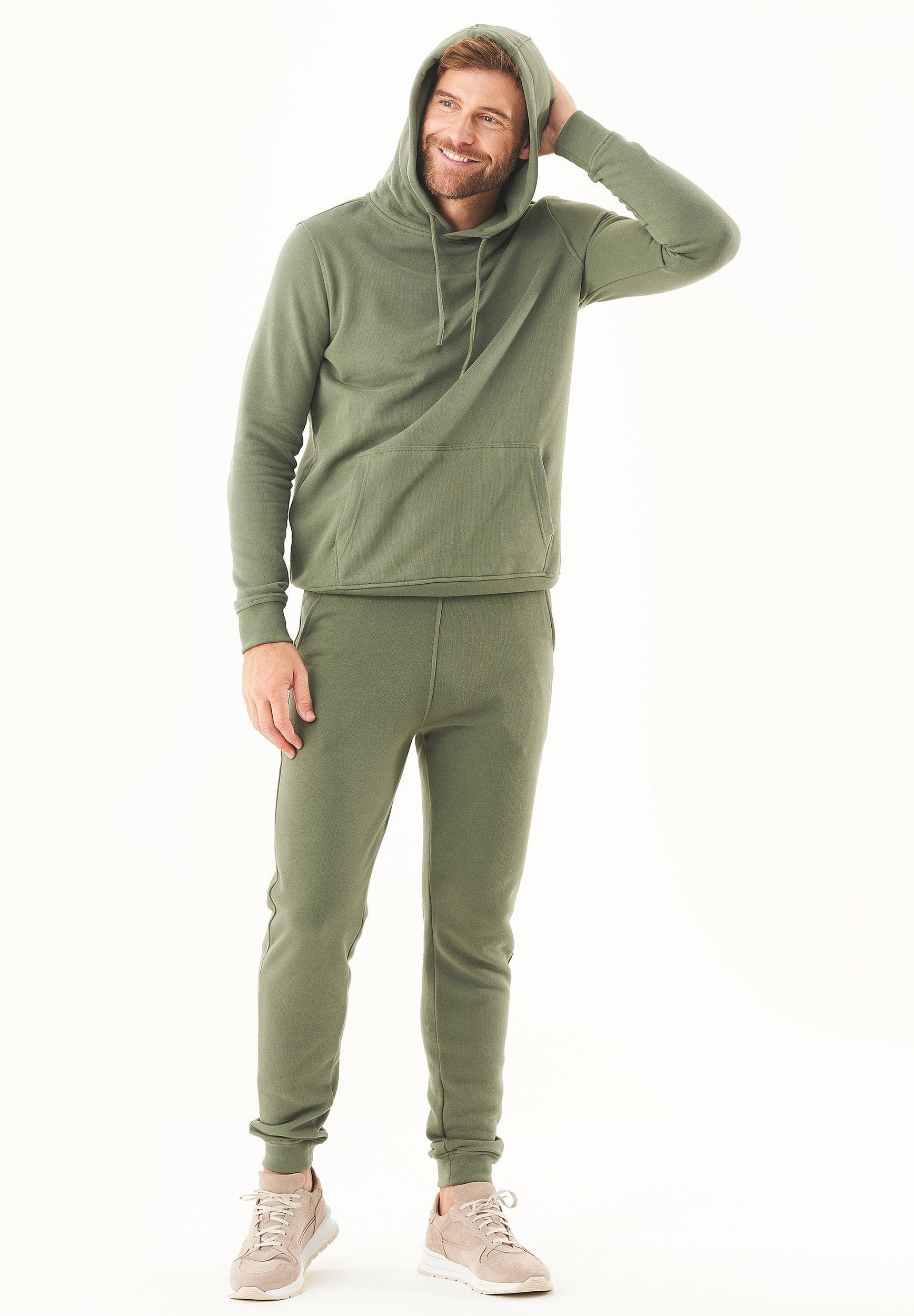 Soft Touch Hoodie in 100% Organic Cotton in olive green - Ecomarket.com
