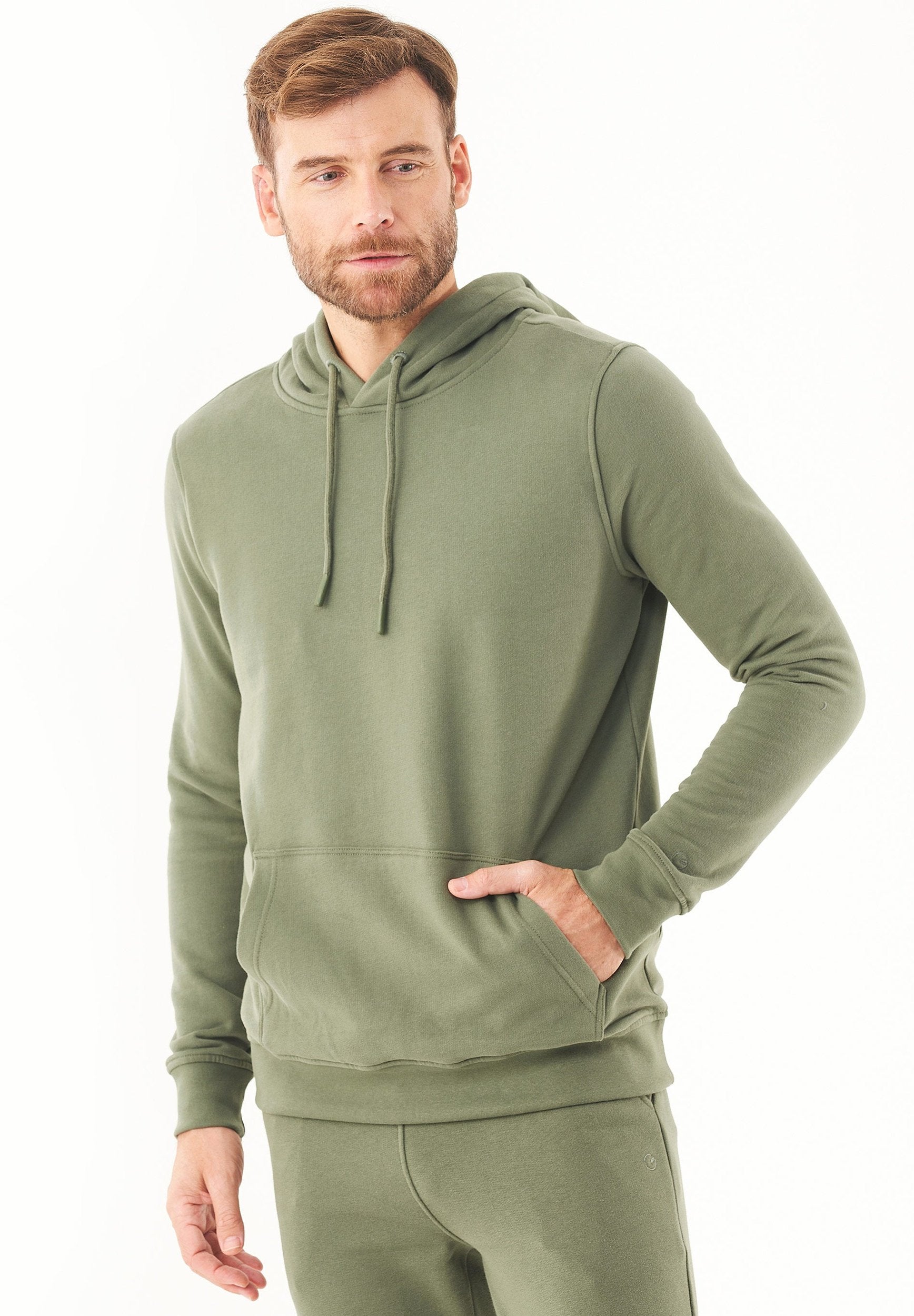 Soft Touch Hoodie in 100% Organic Cotton in olive green - Ecomarket.com