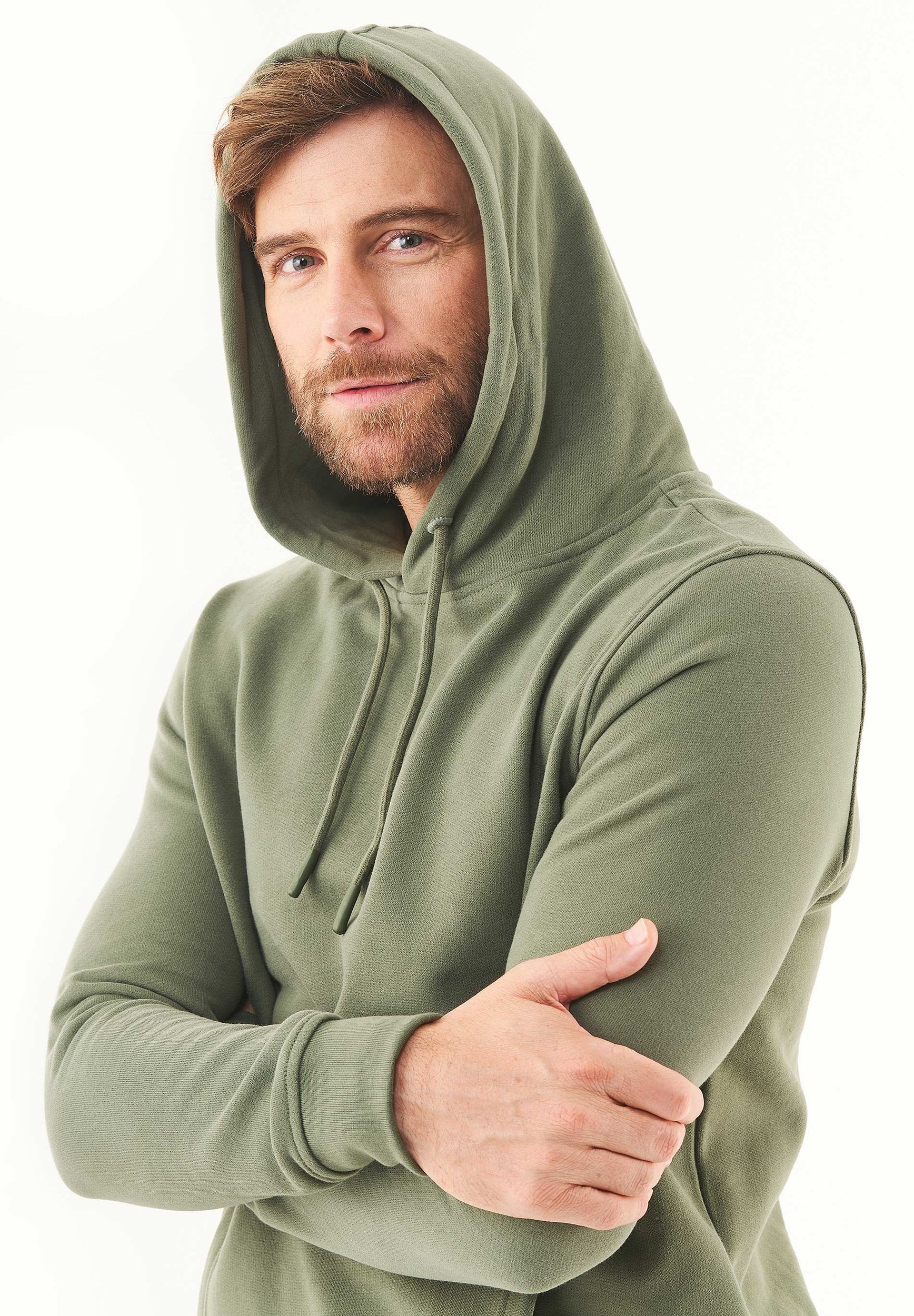 Soft Touch Hoodie in 100% Organic Cotton in olive green - Ecomarket.com