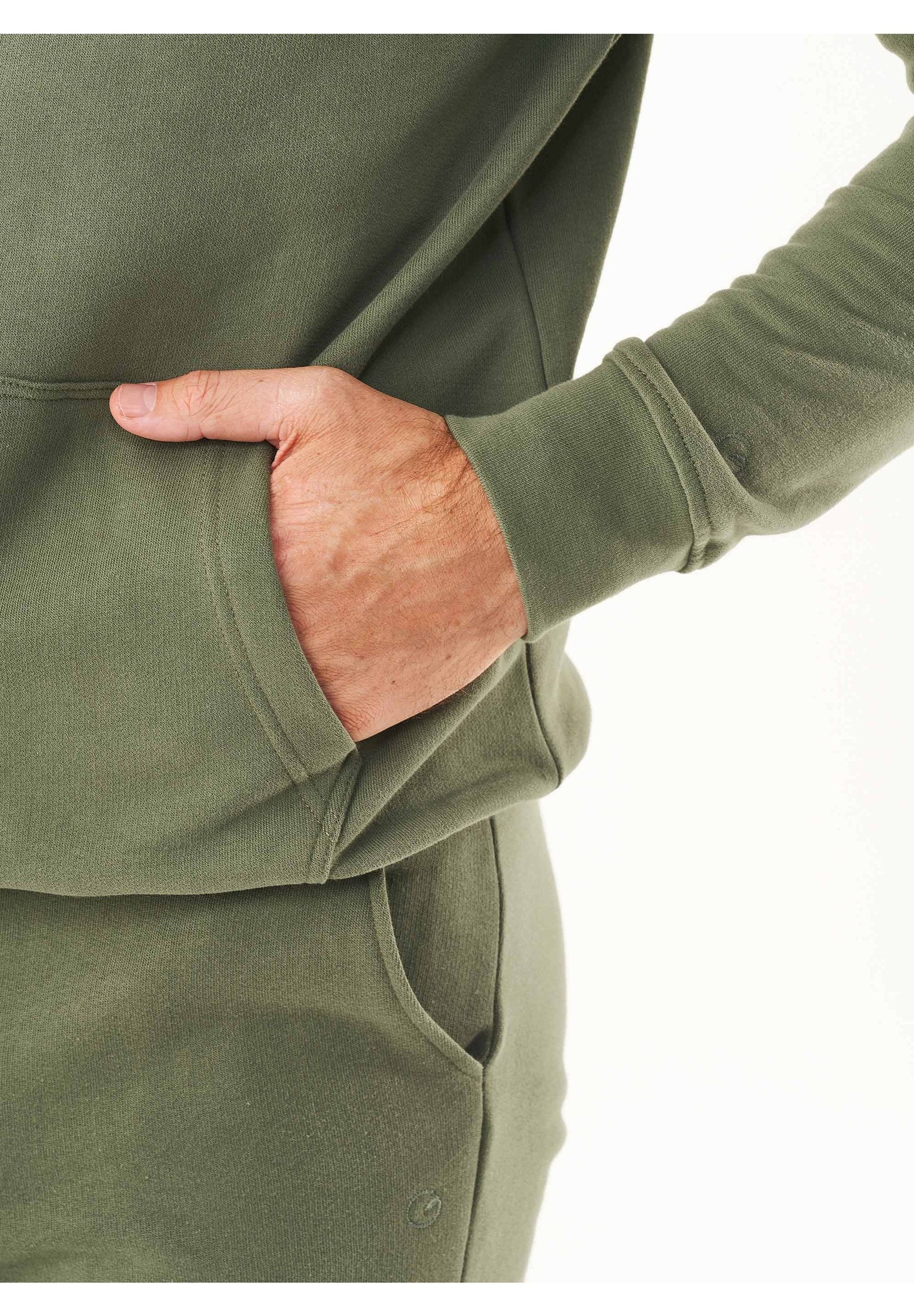 Soft Touch Hoodie in 100% Organic Cotton in olive green - Ecomarket.com