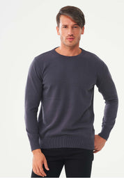 Organic Cotton Knit Crewneck Sweater in antracite - Ecomarket.com