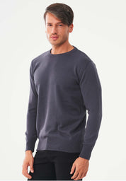 Organic Cotton Knit Crewneck Sweater in antracite - Ecomarket.com