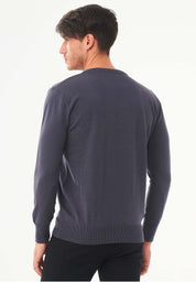 Organic Cotton Knit Crewneck Sweater in antracite - Ecomarket.com