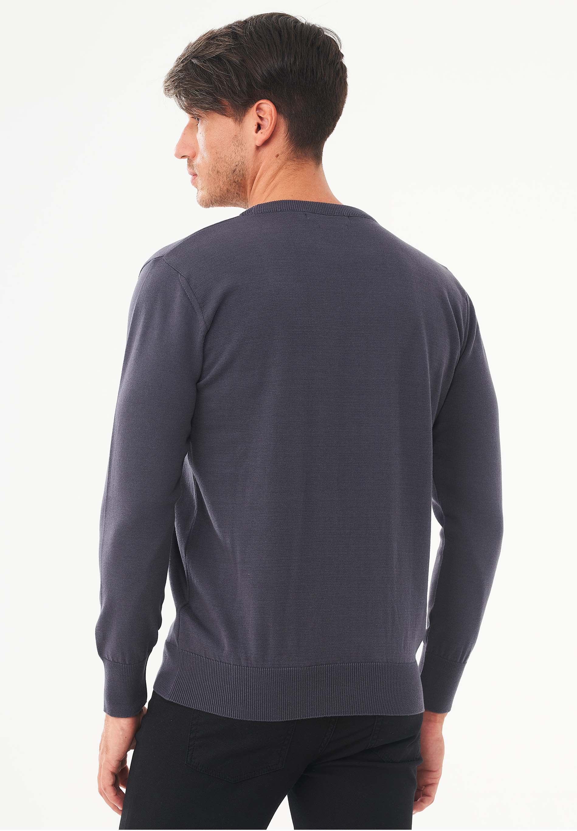 Organic Cotton Knit Crewneck Sweater in antracite - Ecomarket.com
