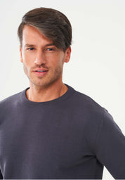 Organic Cotton Knit Crewneck Sweater in antracite - Ecomarket.com