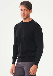 Organic Cotton Knit Crewneck Sweater in black - Ecomarket.com