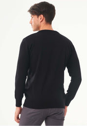 Organic Cotton Knit Crewneck Sweater in black - Ecomarket.com