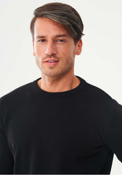 Organic Cotton Knit Crewneck Sweater in black - Ecomarket.com