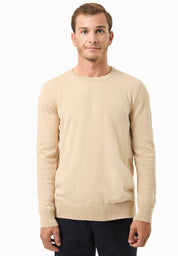 Organic Cotton Knit Crewneck Sweater in beige - Ecomarket.com