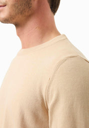 Organic Cotton Knit Crewneck Sweater in beige - Ecomarket.com
