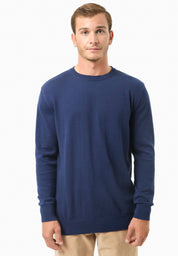 Organic Cotton Knit Crewneck Sweater in navy - Ecomarket.com