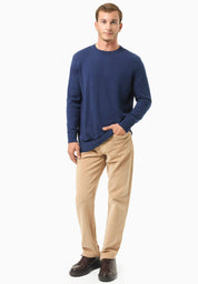 Organic Cotton Knit Crewneck Sweater in navy - Ecomarket.com